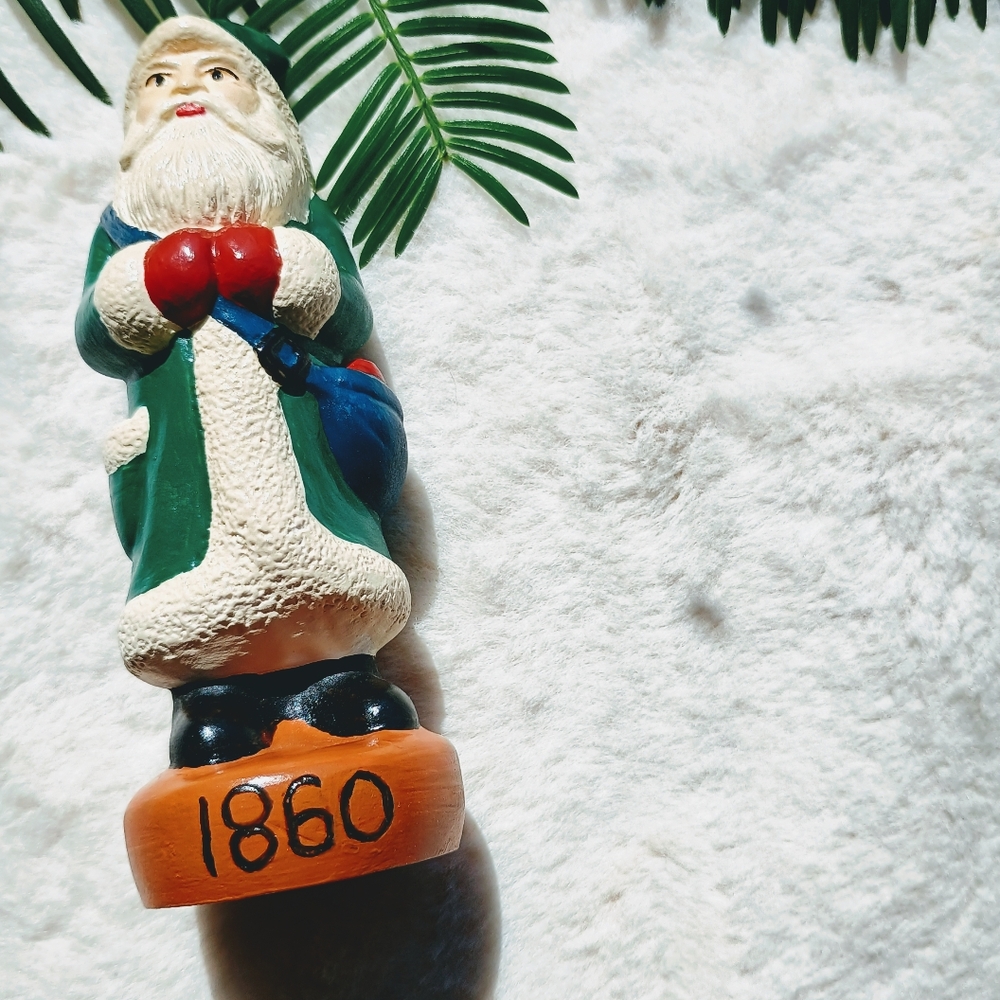 Vintage, 1989 hand-painted 1860s Santa Claus figurine, St Nick, Father Christmas